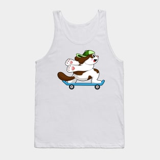 Dog as Skater with Skateboard Tank Top